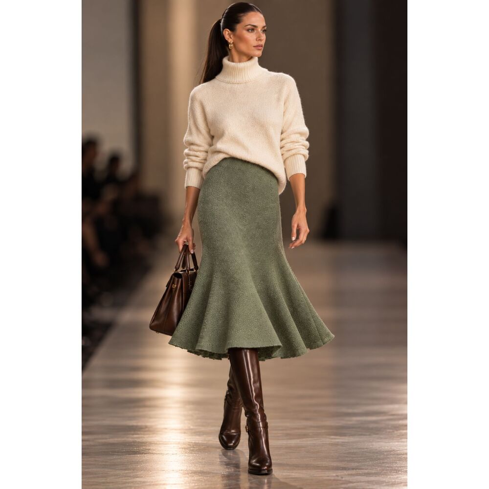 Vintage "English Countryside" Green Label Wool Skirt Lauren Ralph Lauren Size 10
